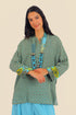 Over sized printed cotton top with 3/4 length sleeves