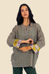 Over sized printed cotton top with 3/4 length sleeves