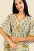 Short Shirt in printed cotton gauze with v-neckline