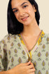 Short Shirt in printed cotton gauze with v-neckline