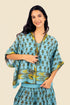 Short Shirt in printed cotton gauze with v-neckline