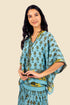 Short Shirt in printed cotton gauze with v-neckline