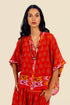 Short Shirt in printed cotton gauze with v-neckline