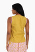 Embroidery short sleeveless top with round neckline