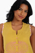 Embroidery short sleeveless top with round neckline