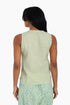 Embroidery short sleeveless top with round neckline