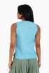 Embroidery short sleeveless top with round neckline
