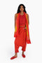 Embroidery short sleeveless top with round neckline