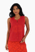 Embroidery short sleeveless top with round neckline