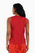 Embroidery short sleeveless top with round neckline