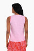 Embroidery short sleeveless top with round neckline