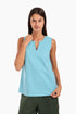 Sleeveless cotton top with round neckline
