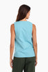 Sleeveless cotton top with round neckline