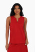 Sleeveless cotton top with round neckline