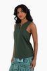Sleeveless cotton top with round neckline