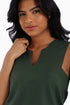 Sleeveless cotton top with round neckline
