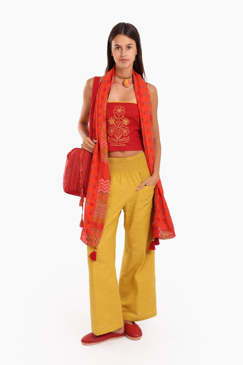 Embroidered Bustier in cotton