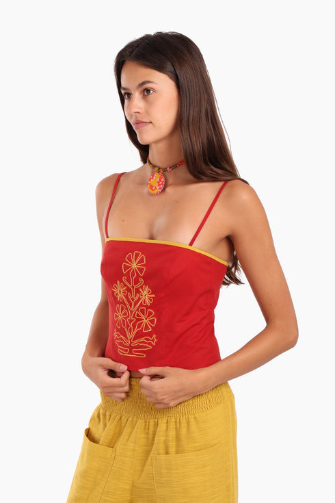 Embroidered Bustier in cotton