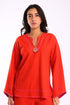 Top in cotton and viscose with round neckline