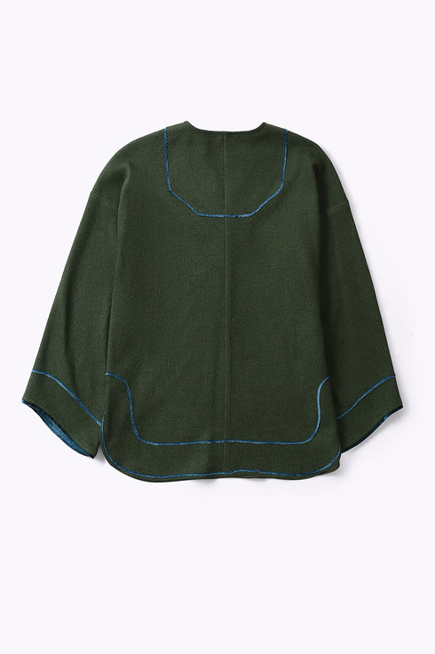 Top in cotton and viscose with round neckline