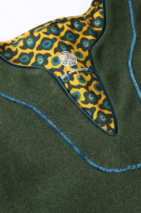 Top in cotton and viscose with round neckline