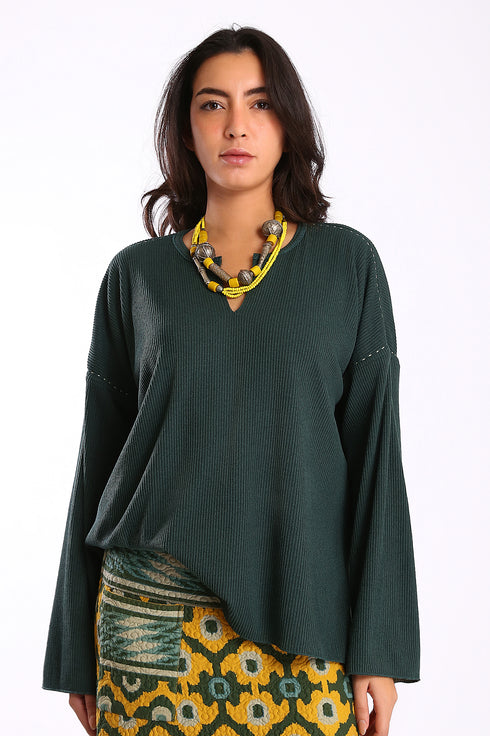 Oversized reversible top with long sleeves
