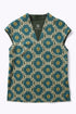 Short sleeves top in printed cotton blend cashmere