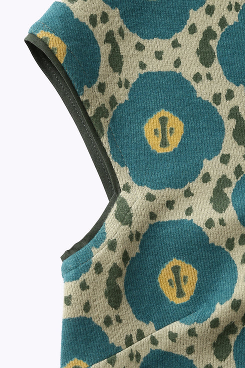 Short sleeves top in printed cotton blend cashmere