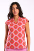 Short sleeves top in printed cotton blend cashmere