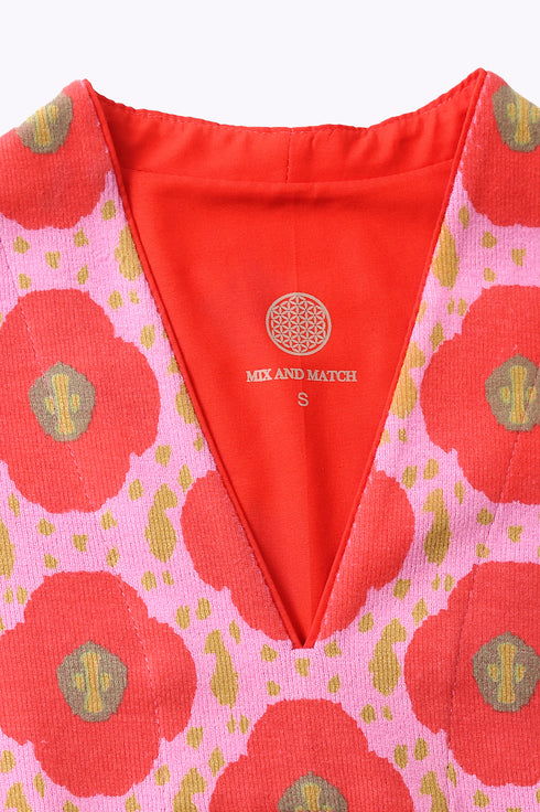 Short sleeves top in printed cotton blend cashmere