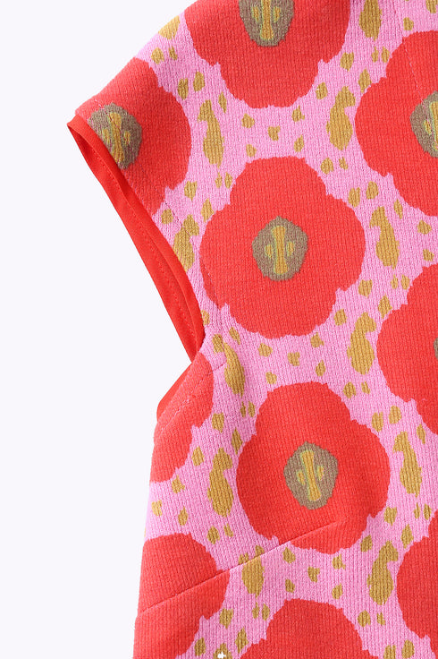 Short sleeves top in printed cotton blend cashmere