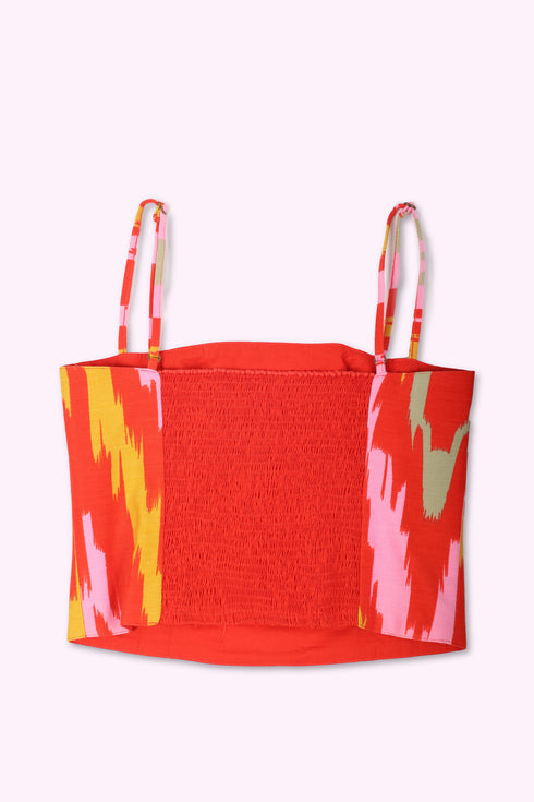 Short bustier with adjustable thin straps