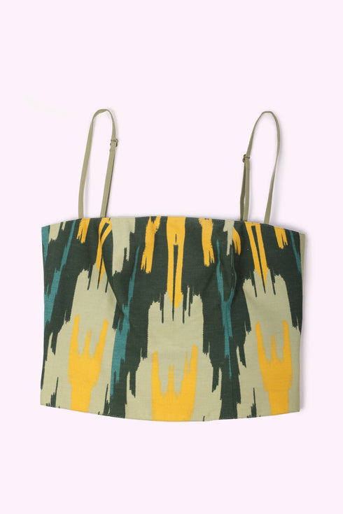 Short bustier with adjustable thin straps