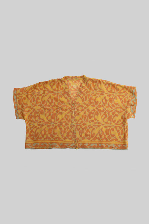 Printed Egyptian cotton gauze loose shirt