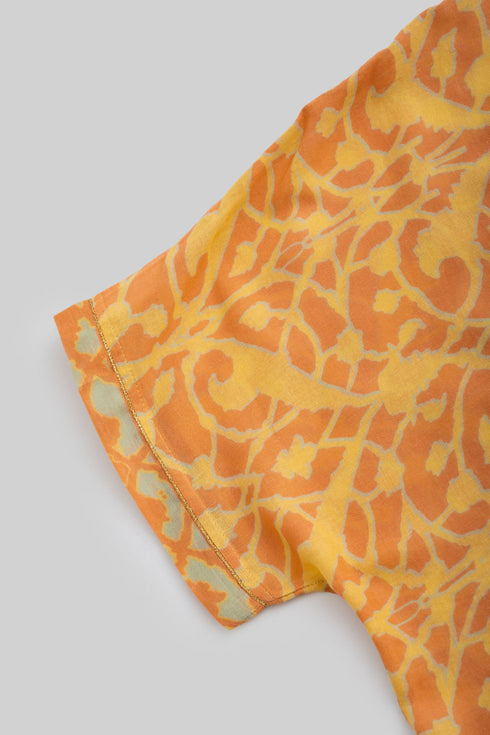 Printed Egyptian cotton gauze loose shirt