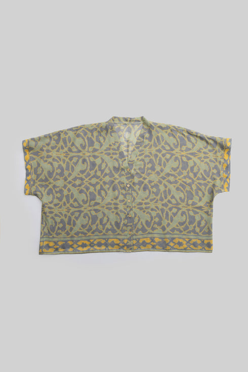 Printed Egyptian cotton gauze loose shirt