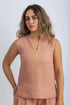 Linen sleeveless embellished top
