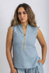 Linen sleeveless embellished top