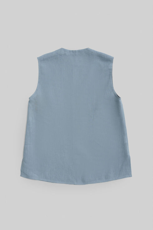 Linen sleeveless embellished top