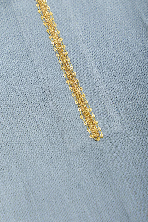 Linen sleeveless embellished top