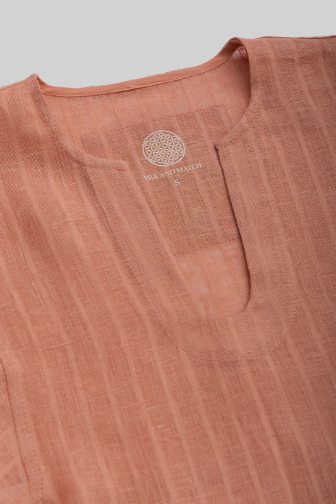 Striped linen top with printed flower on the back
