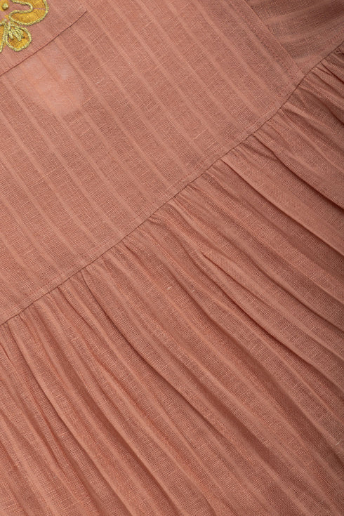 Striped linen top with printed flower on the back