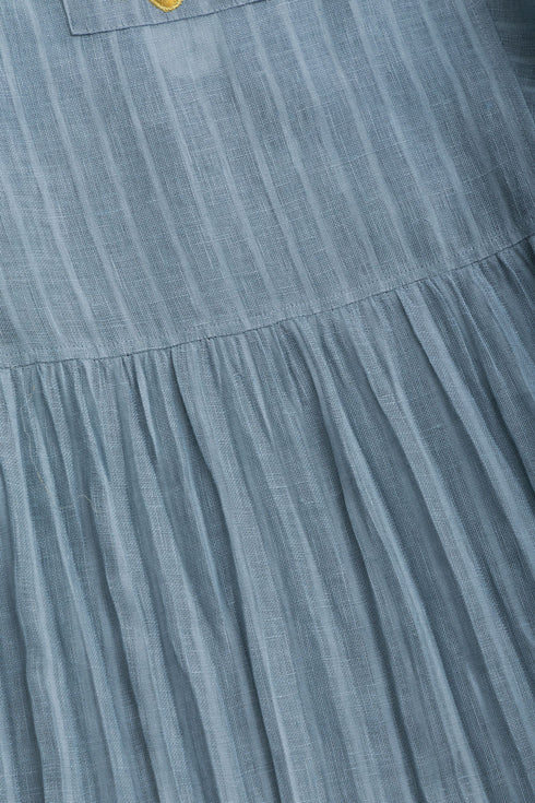 Striped linen top with printed flower on the back