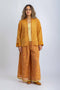 Printed Egyptian cotton voile loose shirt with round neckline