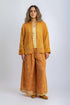 Printed Egyptian cotton voile loose shirt with round neckline