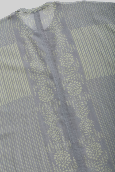 Printed Egyptian cotton voile loose shirt with round neckline