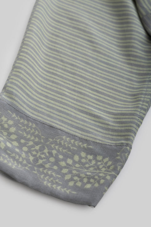 Printed Egyptian cotton voile loose shirt with round neckline