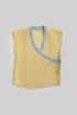 Linen wrap-detail sleeveless top with golden trim