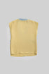 Linen wrap-detail sleeveless top with golden trim