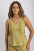 Printed cotton pleated sleeveless top